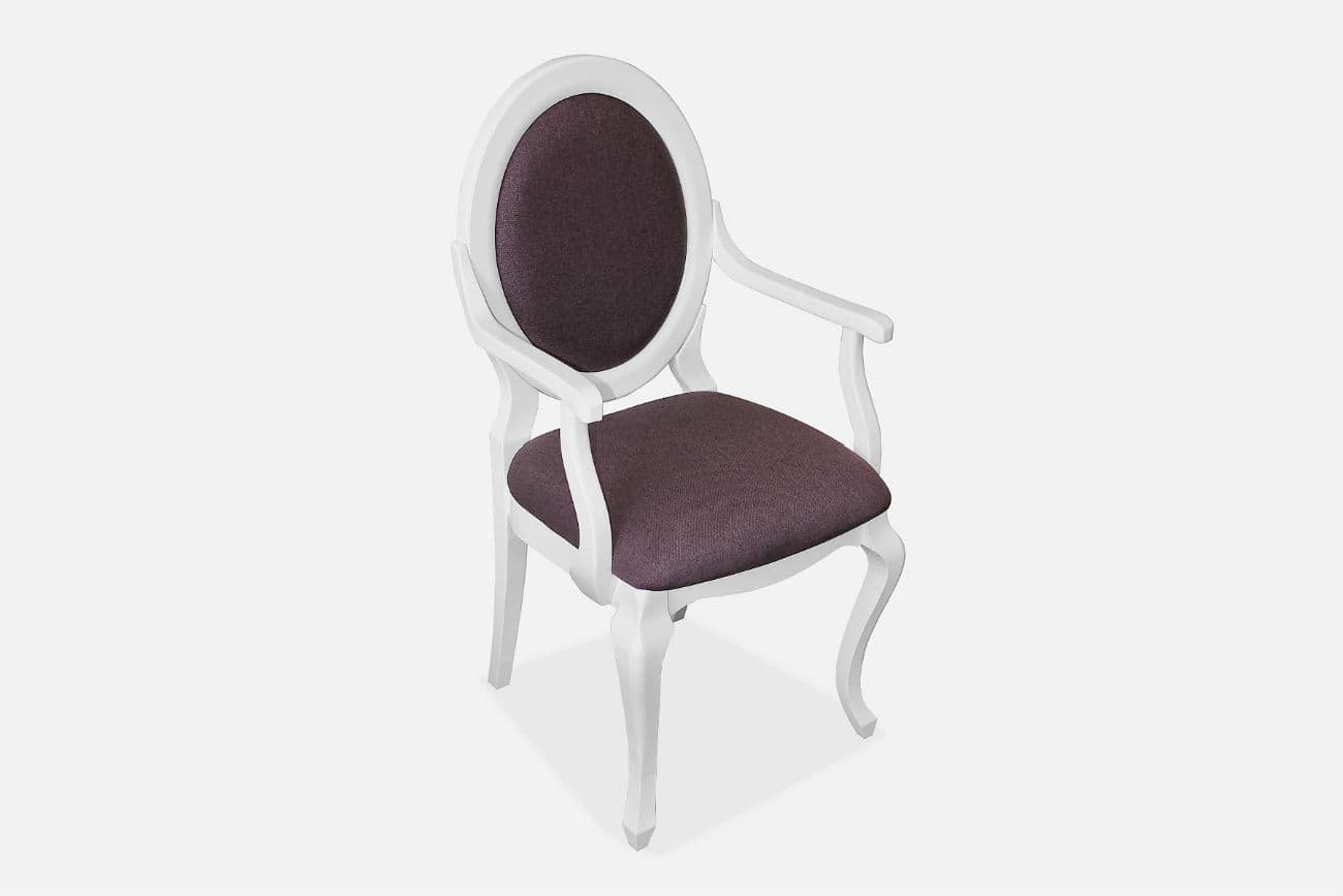 Кресло «Элегант» из натурального дерева с подлокотниками — цвет эмаль белая