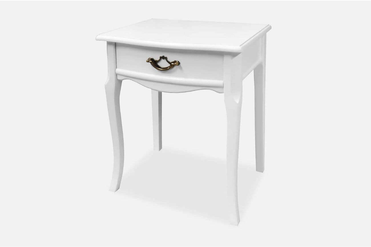 Nachttisch «Sophie» aus Holz – Erlenmassive, weiße Lackfarbe