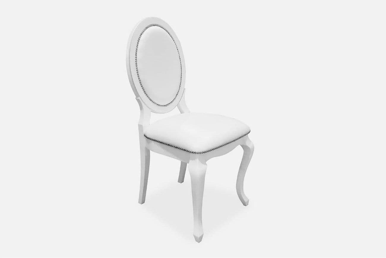 Stuhl mit Dekor aus silbernen Nägeln «Elegant» in Weiß